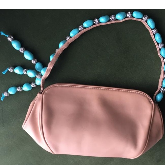 Giuseppe Zanotti Leather Bag w/turquoise Handle Shoulder Bags